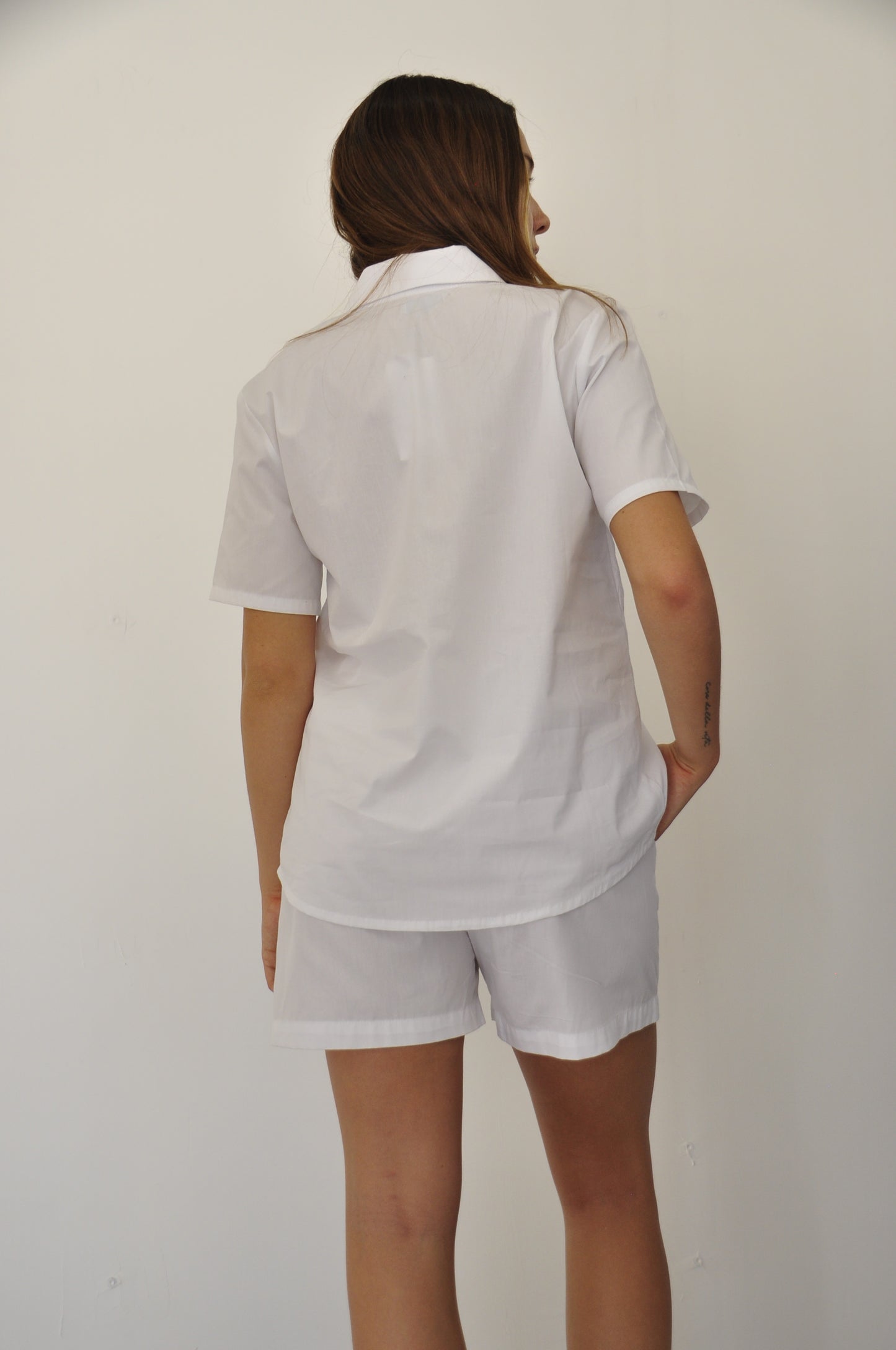 SOFIA - Women's short pajama set in white cotton