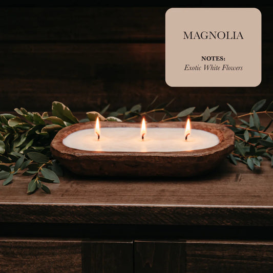 MAGNOLIA 3-Wick Dough Bowl Soy Candle - Magnolia