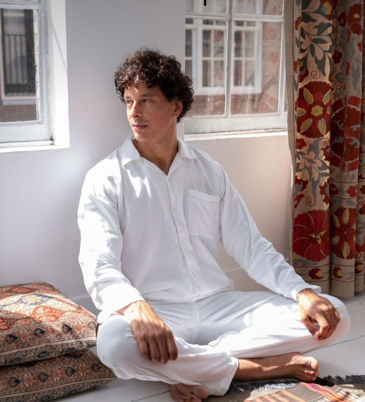 OSCAR - Men's long pajama set in white cotton