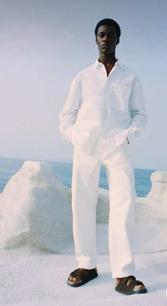 OSCAR - Men's long pajama set in white cotton